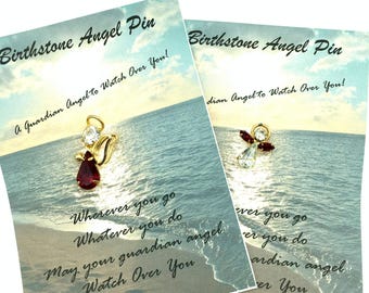 Old Stock Birthstone Angel Pins - Various Styles & Colors