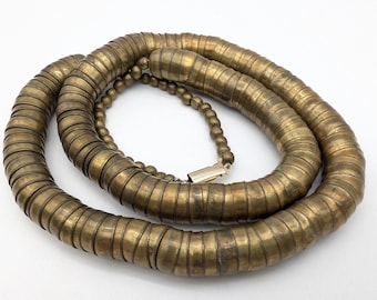 Vintage Antiqued Bronze Coil Snake Chain tribal Necklace - 28"