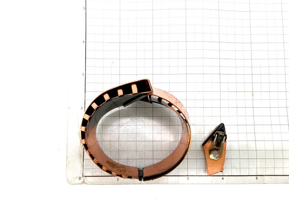 Solid Copper Hinged Bangle Bracelet & Clip Earrin… - image 9