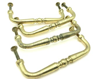 Lot of 4 Vintage Brass Drawer Pulls