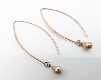 Vintage 14K Rose Gold Vermeil Over Sterling Silver Dangle Earrings - 1.75"