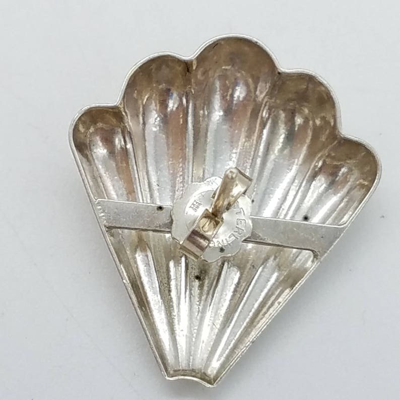 Vintage Sterling Silver Shell Stud Earrings image 4