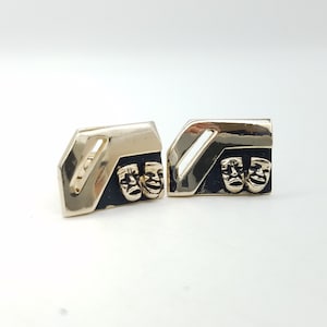 Vintage Drama Mask Comedy & Tragedy Gold Tone Cufflinks