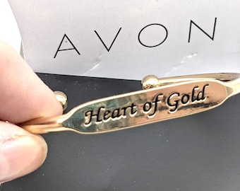 Vintage Avon "Heart of Gold" Gold Tone Cuff Bracelet