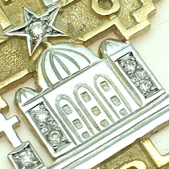 Vintage 10k Yellow Gold & Diamond Orthodox Cross … - image 2
