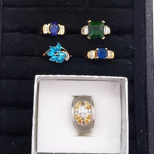 Size 6 New Old Stock 14K Gold Plated & CZ Gemstone Ring - Your Choice