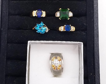 Size 6 New Old Stock 14K Gold Plated & CZ Gemstone Ring - Your Choice