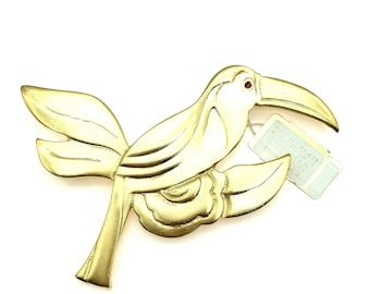 Vintage Roz Kaplan Originals Gold Toucan Brooch