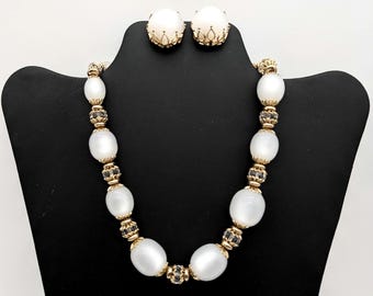 Napier Runway Moonglow Lucite Demi Parure Necklace & Earrings