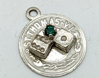 Vintage Sterling Silver St Thomas Virgin Islands Dice / Gambling Souvenir Charm