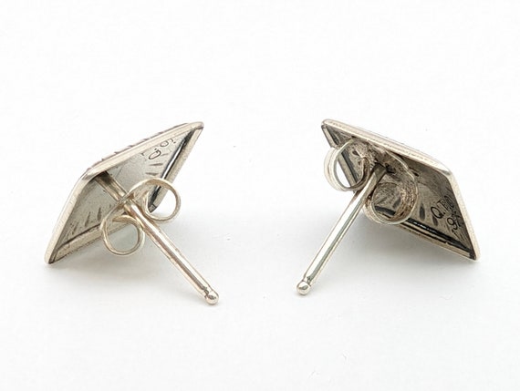 Vintage Square Sterling Silver Concho Stud Earrin… - image 3