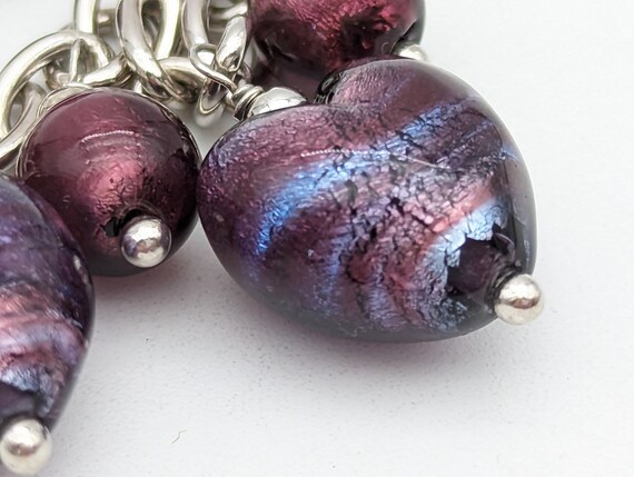 Vintage Sterling Silver & Purple Art Glass Heart … - image 5
