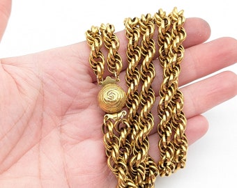 Heavy Vintage Double Rope Chain Statement Necklace With Box Clasp - 24"