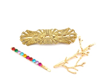 Three Vintage Hair Clips/Pins