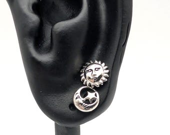 Sterling Silver Sun & Moon, Matched or Mismatched