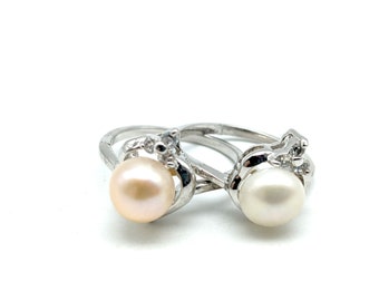 Vintage Silver Plated Cultured Pearl Ring - Choice of Colors