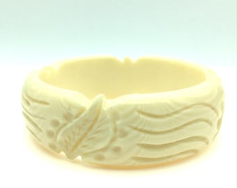 Carved Ivorine Celluloid Bangle