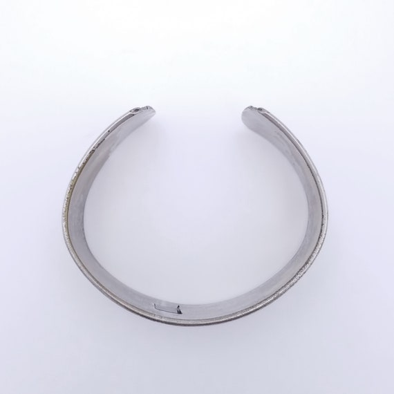 Vintage Silver Plated Brass Cuff Bracelet, Adjust… - image 6