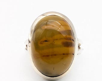 Tiger's Eye & Sterling Silver Statement Ring - Size 7.75