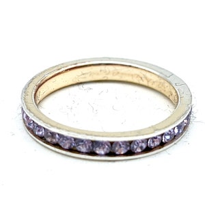 Vintage Sterling Silver & Purple CZ Eternity Band - size 7