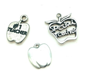Vintage Sterling Silver Teacher Apple Charms