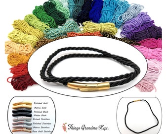 3mm Twisted Satin Silk Cord Necklace With Stainless Bayonet Clasp - Made to Order