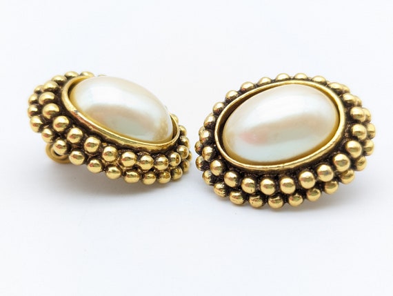 Vintage Yves Saint Laurent Gold & Faux Pearl Clip… - image 7