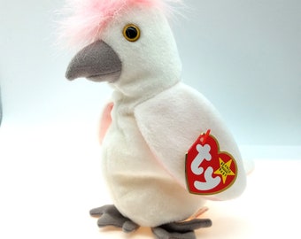 1995 Ty Beanie Baby Kuku the Pink and White Cockatoo Bird