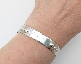 Vintage Sterling Silver Cuff Bracelet Engraved Paula