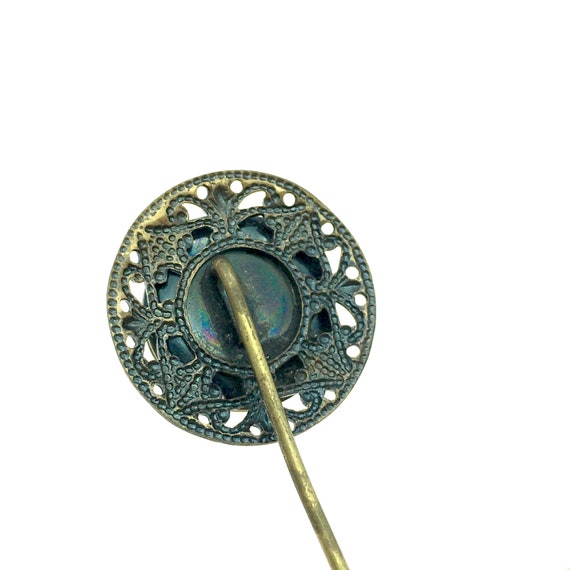 1930's Hand Painted floral Locket Stick Pin - image 6