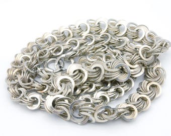 Antique 835 Silver Graduated Circle Link Chain Necklace - 20"