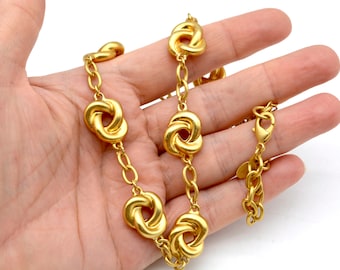 Vintage Dell'Olio Gold Plated Chain With Knot Accents - 18-21" Adjustable