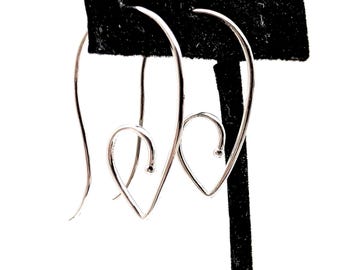 Sterling Silver Spiral Wire Heart Hoop Earrings