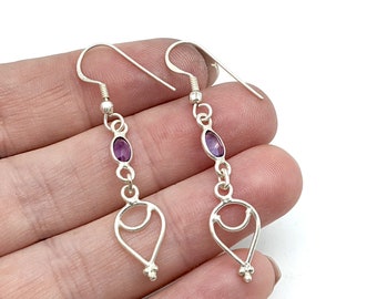 Vintage Amethyst & Sterling Silver Dangle Earrings