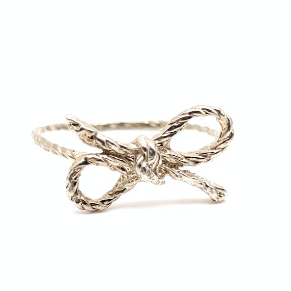 Sterling Silver Rope Bow Ring - image 2