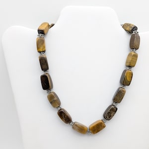 Vintage Tiger&#39;s Eye Bead Necklace - 16-18&quot;