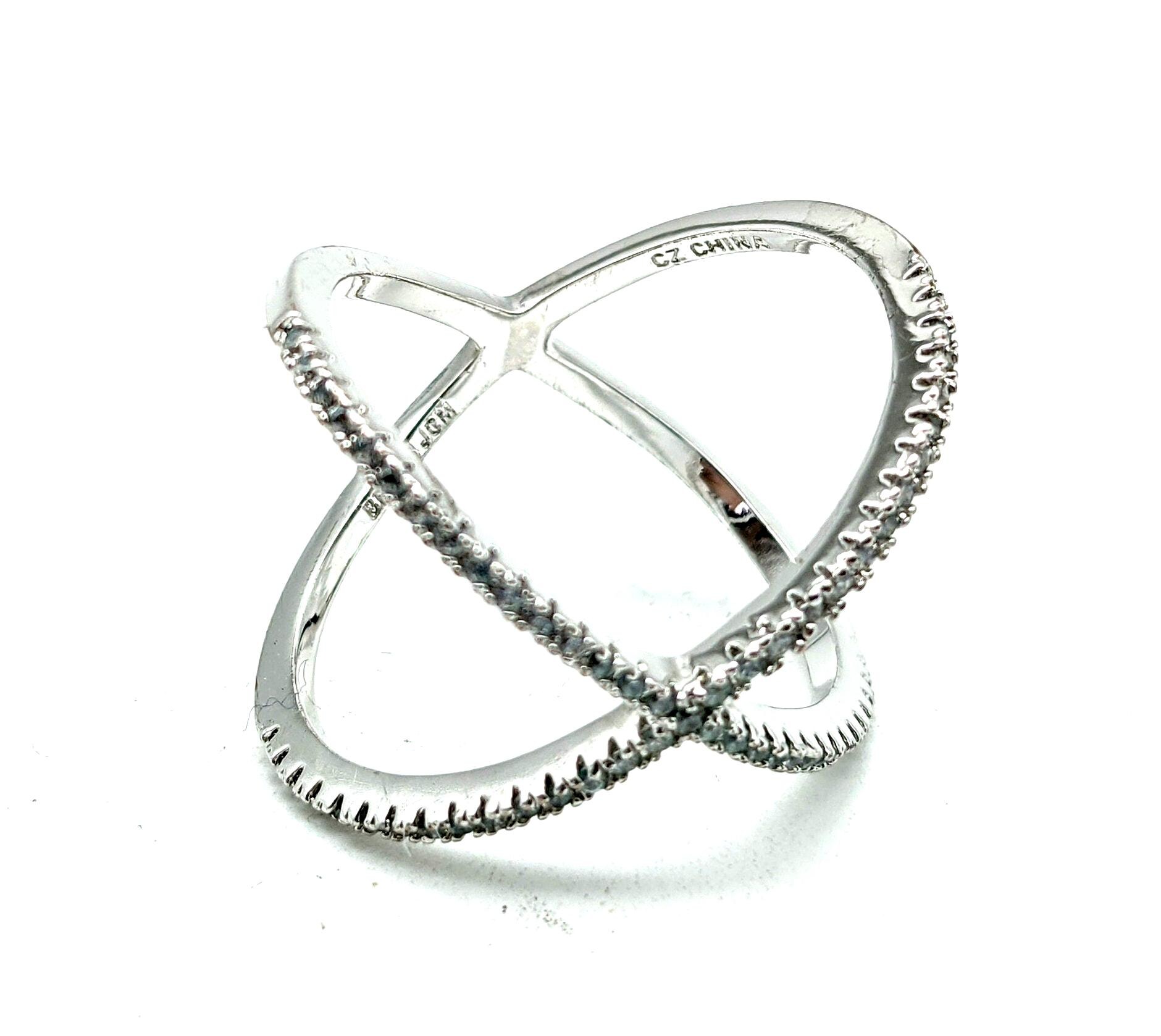SSZ KOLEX RING シルバー Silver Plated CZ X Ring - Size 7.5 - Etsy