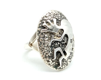 Vintage Sterling Silver Kokopelli Statement Ring - Size 7