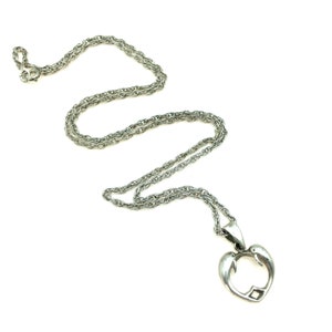 Vintage Sterling Silver Kissing Dolphins Heart Pendant Necklace - 19&quot;