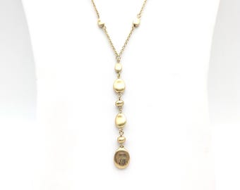 Bella Uno Brushed Gold Lariat Necklace - Old Stock 30-31.5"