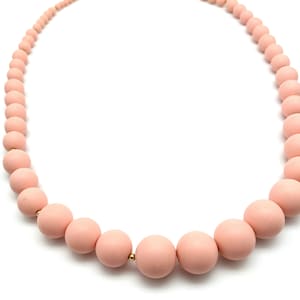 Vintage 1980s Monet Peachy-Pink Graduated Bead Necklace - 28&quot;