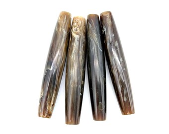 Set of Four 3.5" Long Vintage Marbled Lucite Tube Beads