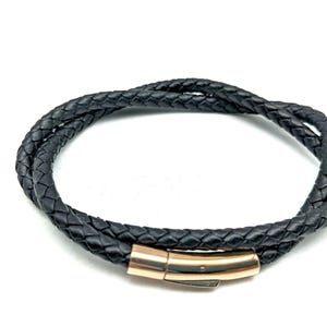 Collar grueso de cuero trenzado, cierre de acero inoxidable, hecho a pedido, 5 mm, cierre de bayoneta, gargantilla