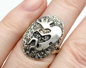 Vintage Sterling Silver Kokopelli Statement Ring - Size 7