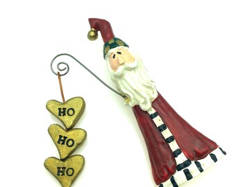 Vintage Resin HO HO HO Santa Brooch