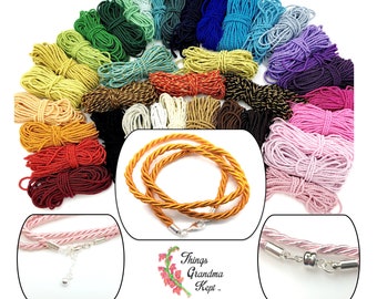 3mm Sterling Silver & Twisted Satin Silk Cord Necklace - Custom Made