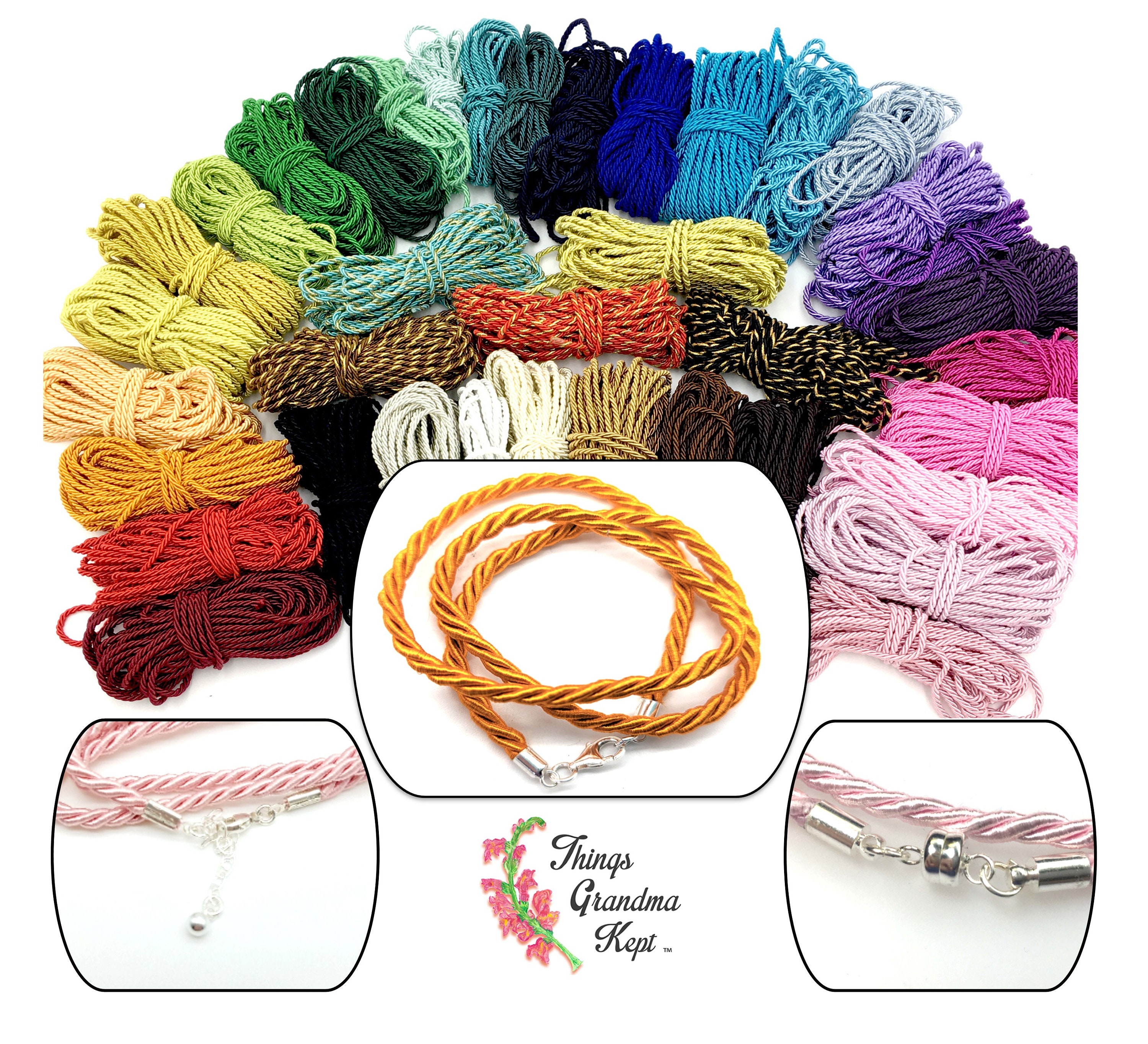 Silk round cord kumihimo 1.5mm 30m Japanese silk cord Edouchihimo  Wholesale