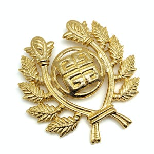 Mint Givenchy 4G's Logo Laurel Leaves Brooch - 2.75"