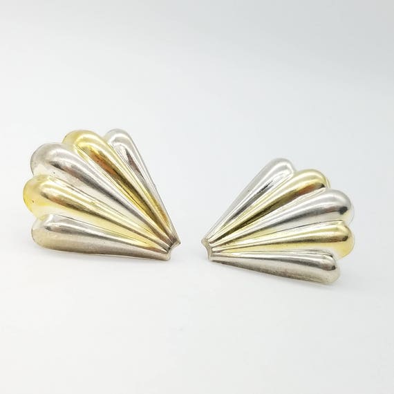 Vintage Sterling Silver Shell Stud Earrings - image 1