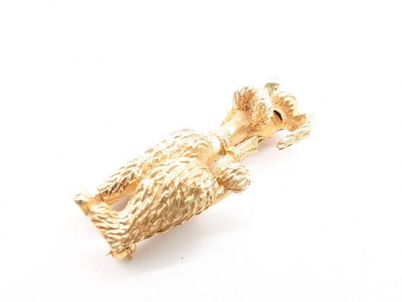 Vintage Gold Tone Poodle Dog Brooch Signed Boucher - image 7